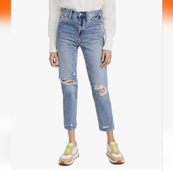 pistola Denim - Pistola High-rise Straight Light Blue Distressed Ripped Women's Jeans sz 27/28.